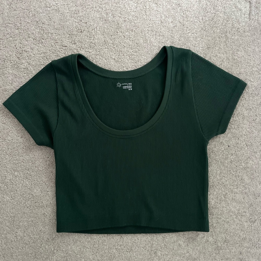 Aerie Offline - Cropped Scoop Neck Tee - Size Medium